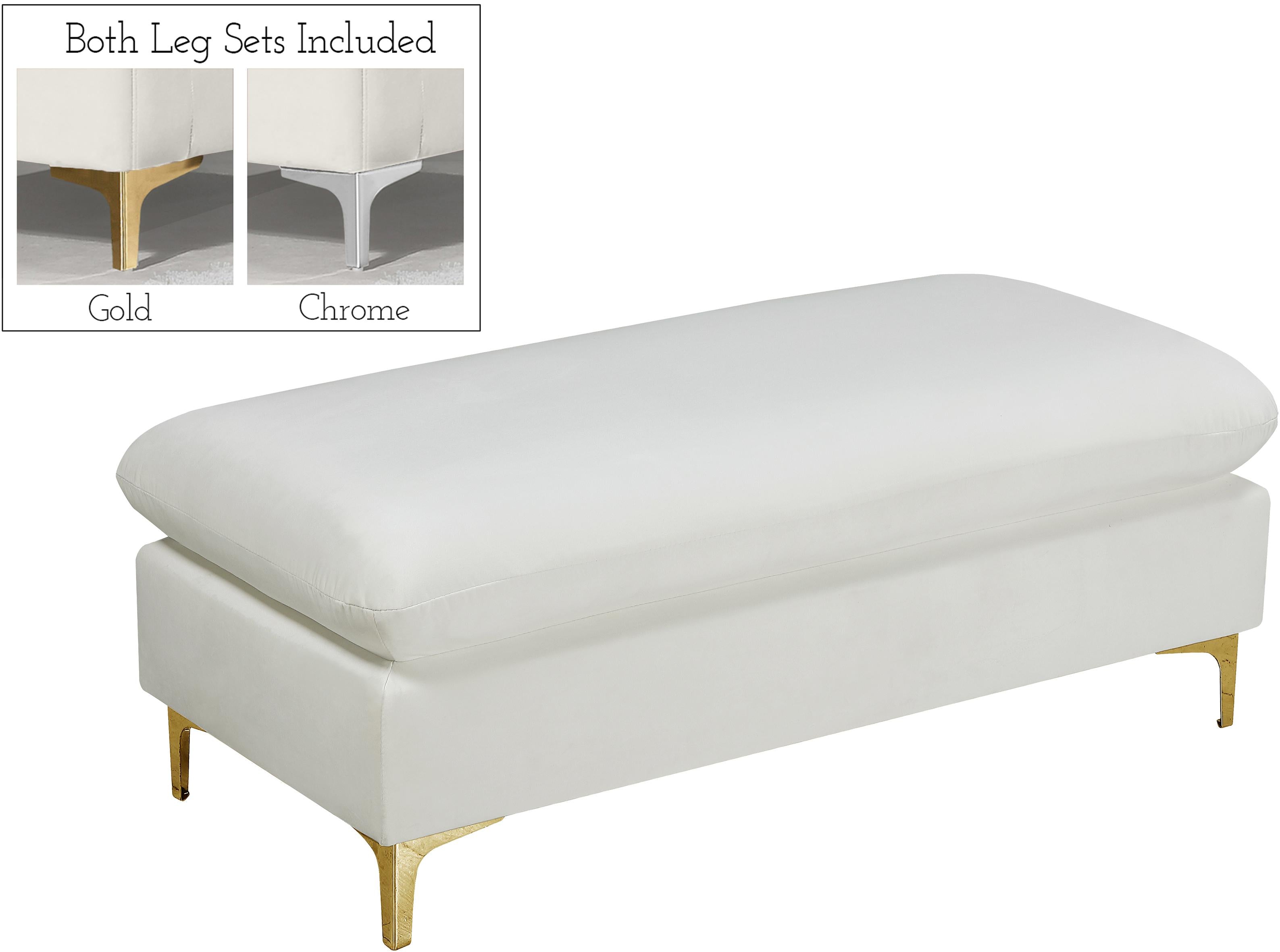 Naomi Cream Velvet Ottoman image