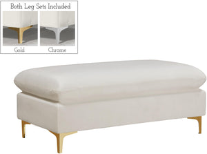 Naomi Cream Velvet Ottoman - Furnish 4 Less 98 (NY)*