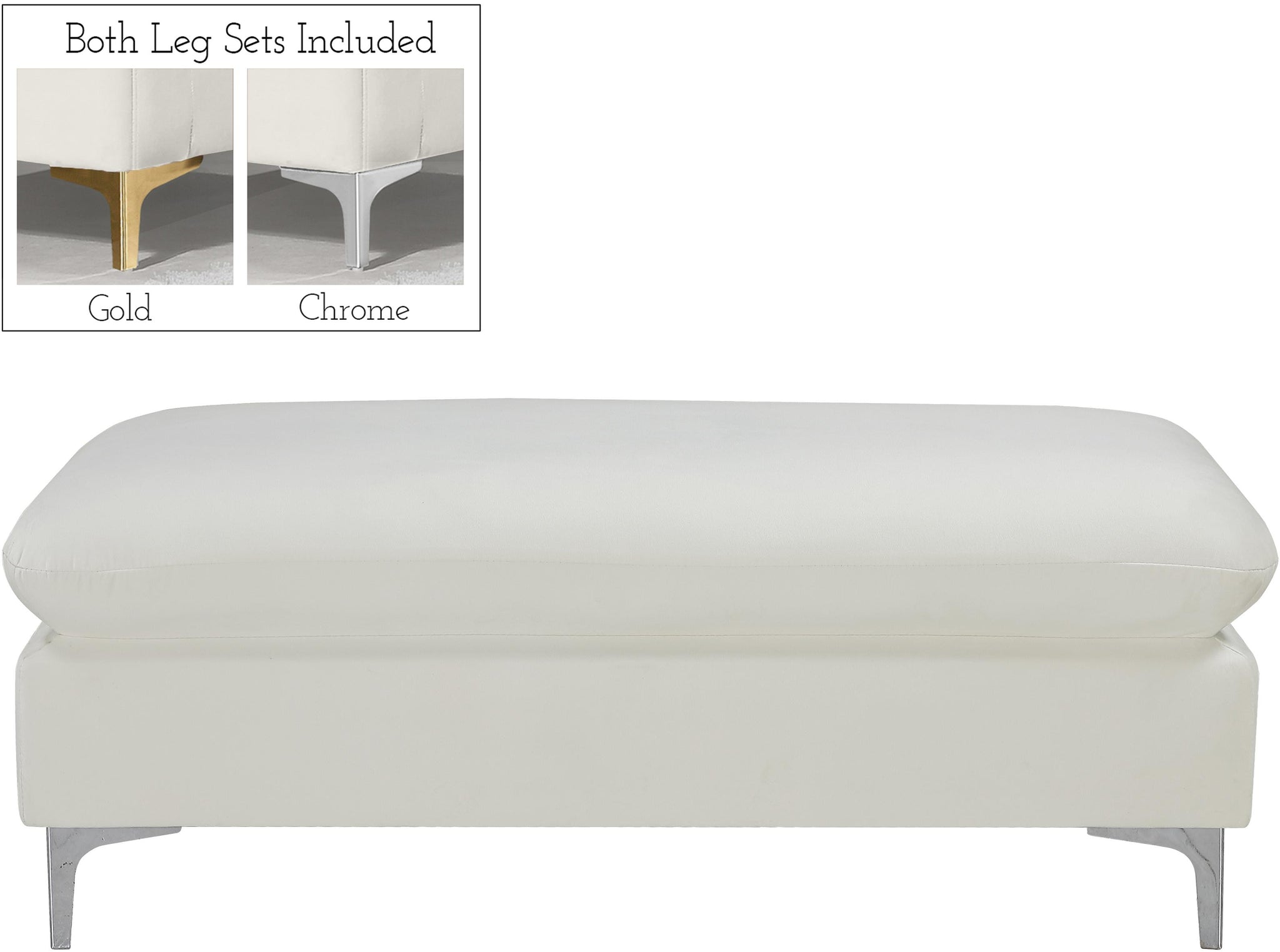 Naomi Cream Velvet Ottoman - Furnish 4 Less 98 (NY)*