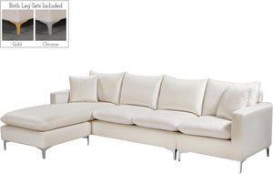 Naomi Cream Velvet 2pc. Reversible Sectional - Furnish 4 Less 98 (NY)*