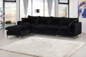 Naomi Black Velvet 2pc. Reversible Sectional - Furnish 4 Less 98 (NY)*