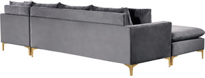 Naomi Grey Velvet 2pc. Reversible Sectional - Furnish 4 Less 98 (NY)*