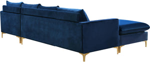 Naomi Navy Velvet 2pc. Reversible Sectional - Furnish 4 Less 98 (NY)*