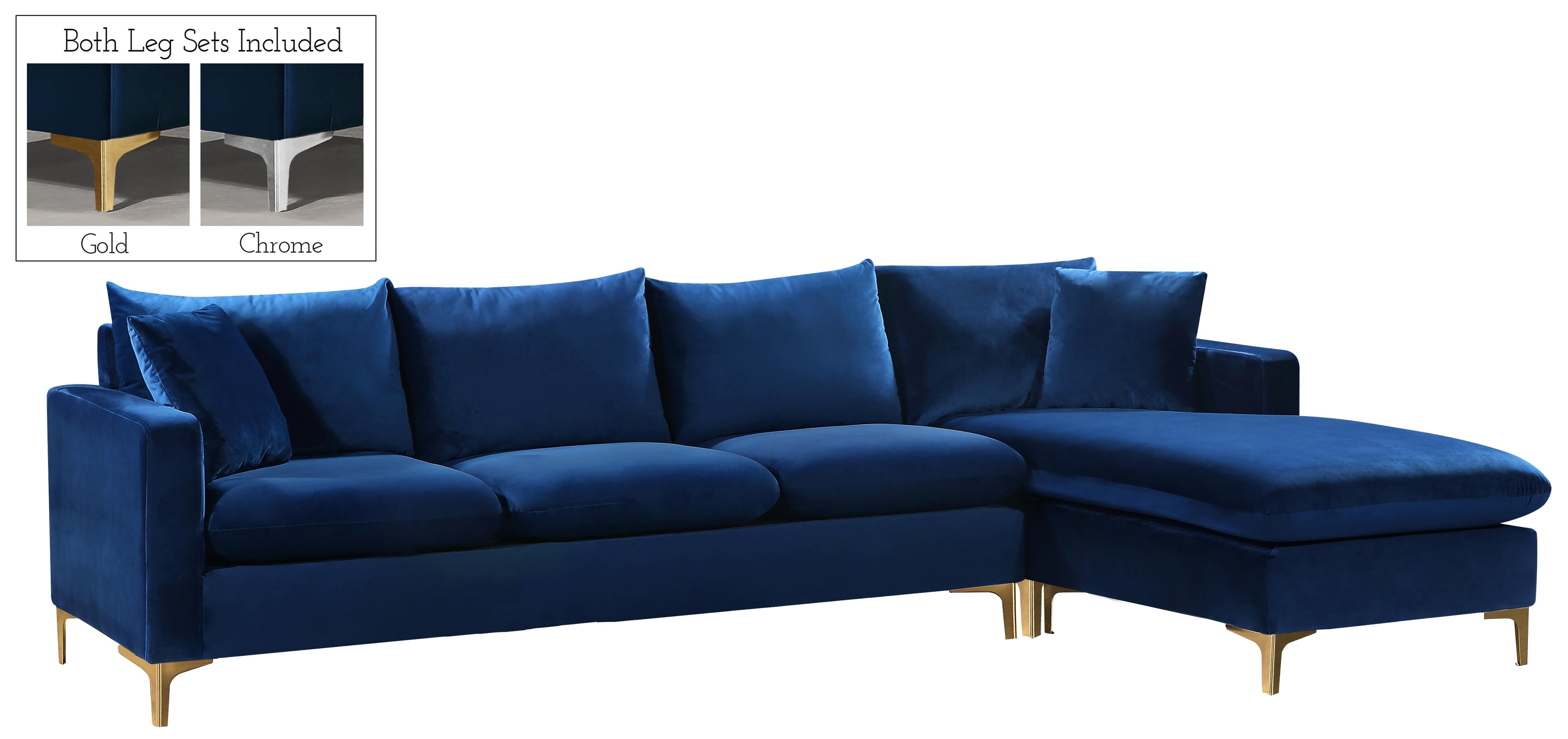 Naomi Navy Velvet 2pc. Reversible Sectional image