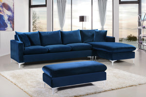 Naomi Navy Velvet 2pc. Reversible Sectional - Furnish 4 Less 98 (NY)*