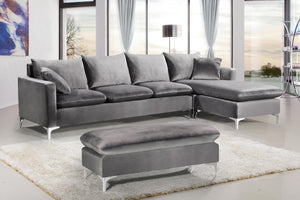 Naomi Grey Velvet 2pc. Reversible Sectional - Furnish 4 Less 98 (NY)*