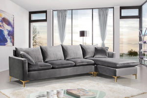 Naomi Grey Velvet 2pc. Reversible Sectional - Furnish 4 Less 98 (NY)*