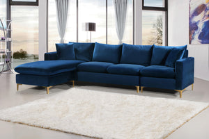 Naomi Navy Velvet 2pc. Reversible Sectional - Furnish 4 Less 98 (NY)*