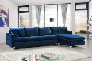 Naomi Navy Velvet 2pc. Reversible Sectional - Furnish 4 Less 98 (NY)*