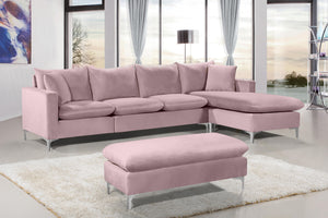 Naomi Pink Velvet 2pc. Reversible Sectional - Furnish 4 Less 98 (NY)*