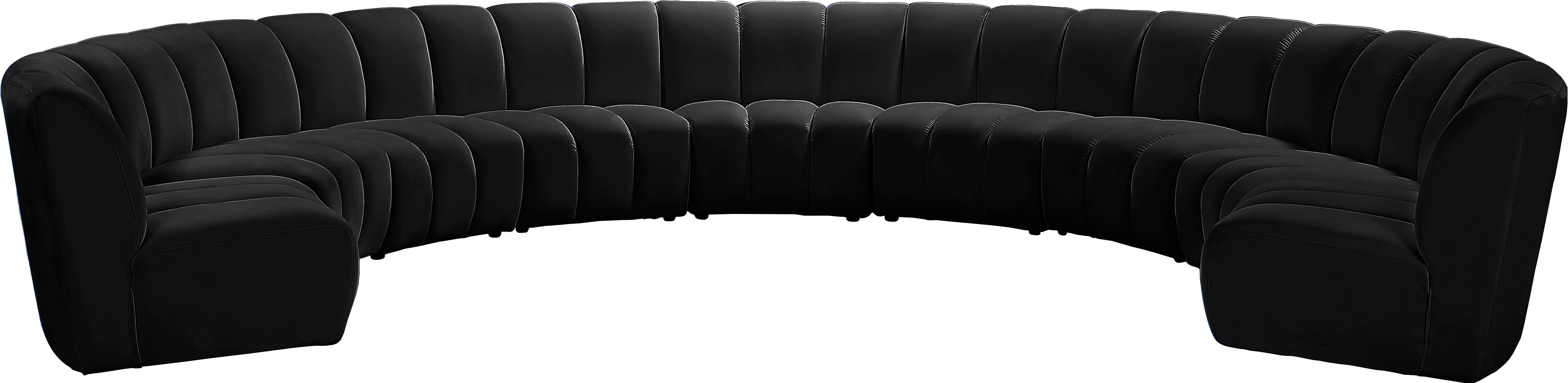 Infinity Black Velvet 9pc. Modular Sectional