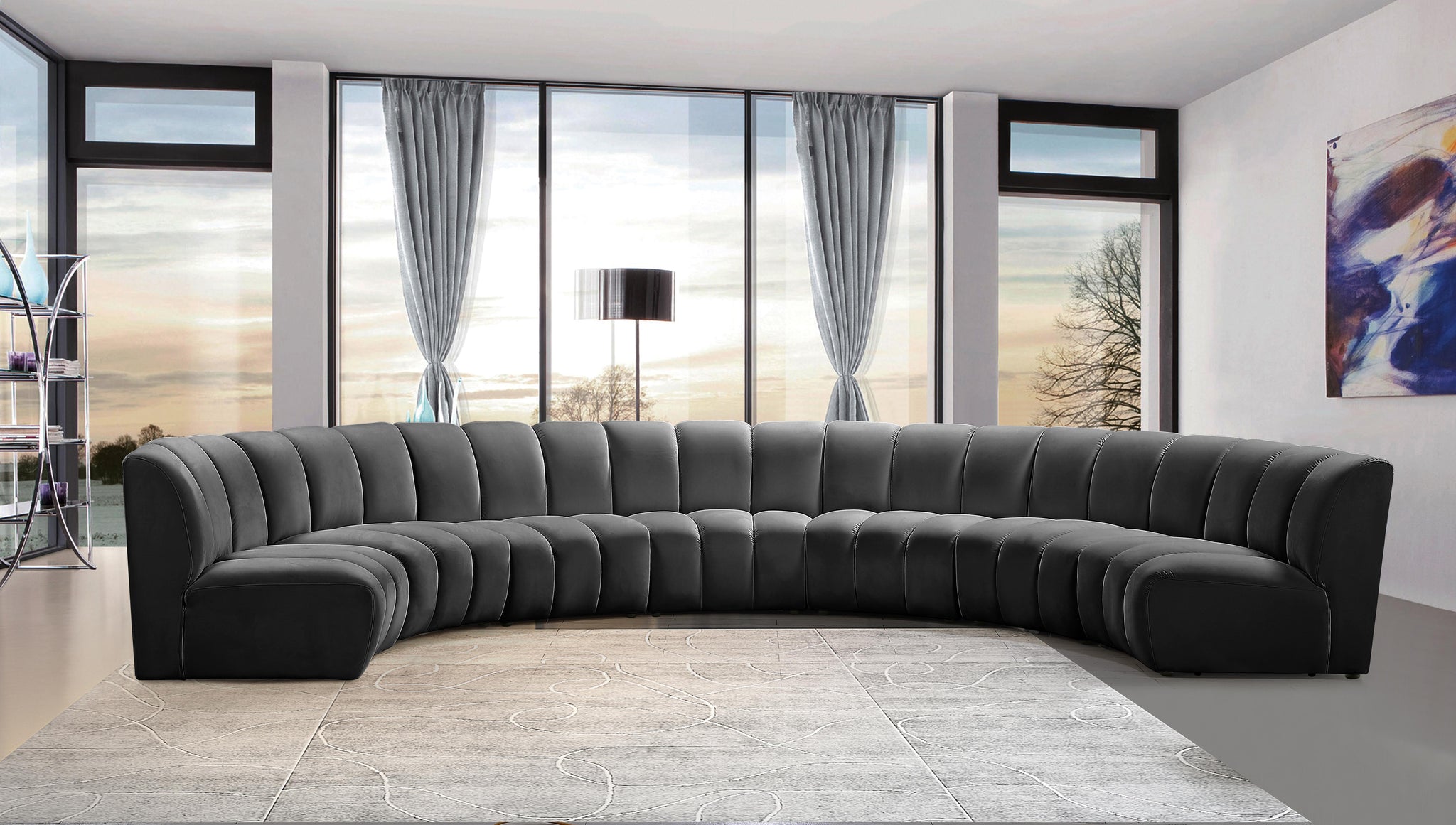 Infinity Grey Velvet 7pc. Modular Sectional - Furnish 4 Less 98 (NY)*