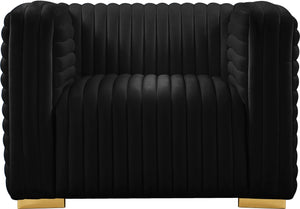 Ravish Black Velvet Chair - Furnish 4 Less 98 (NY)*