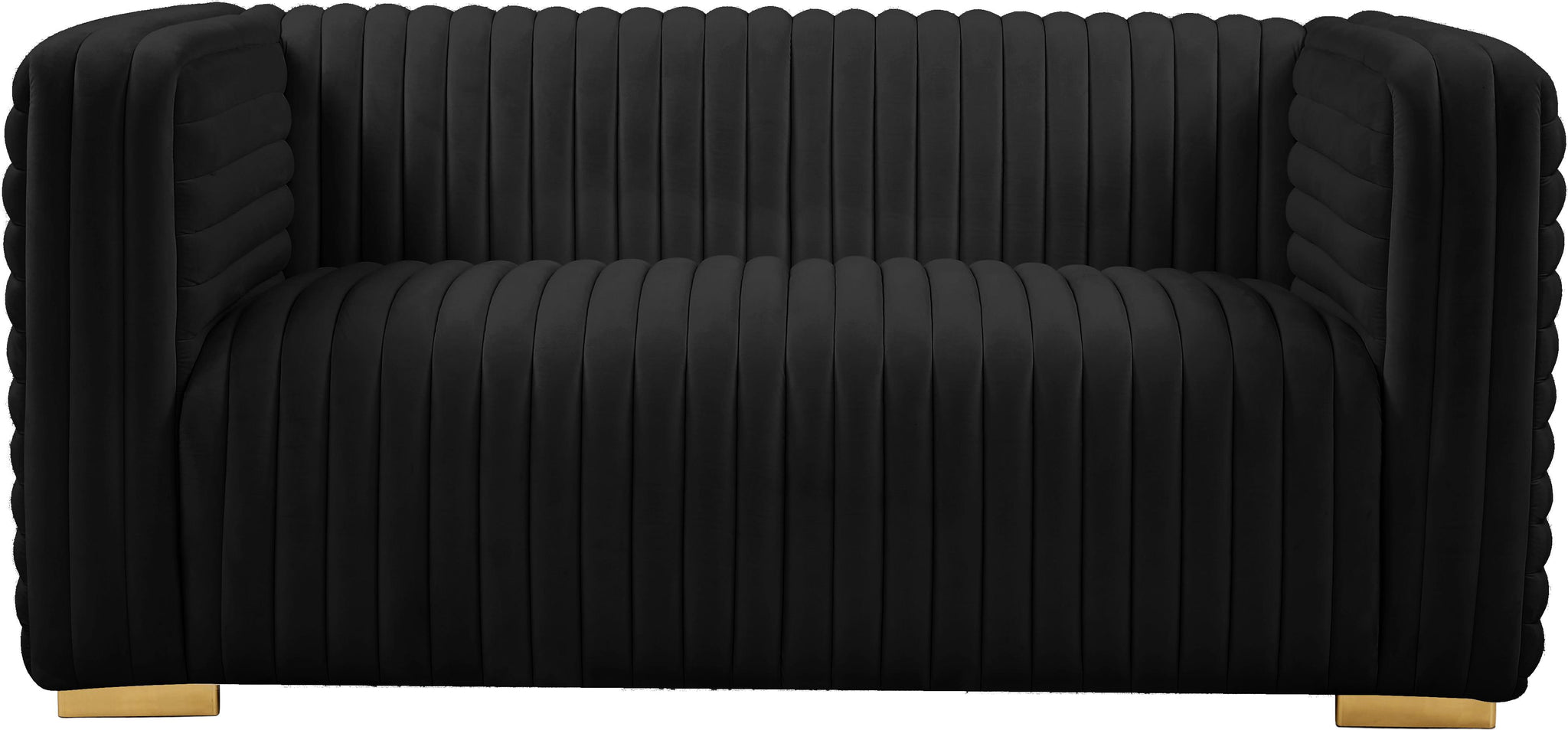 Ravish Black Velvet Loveseat - Furnish 4 Less 98 (NY)*