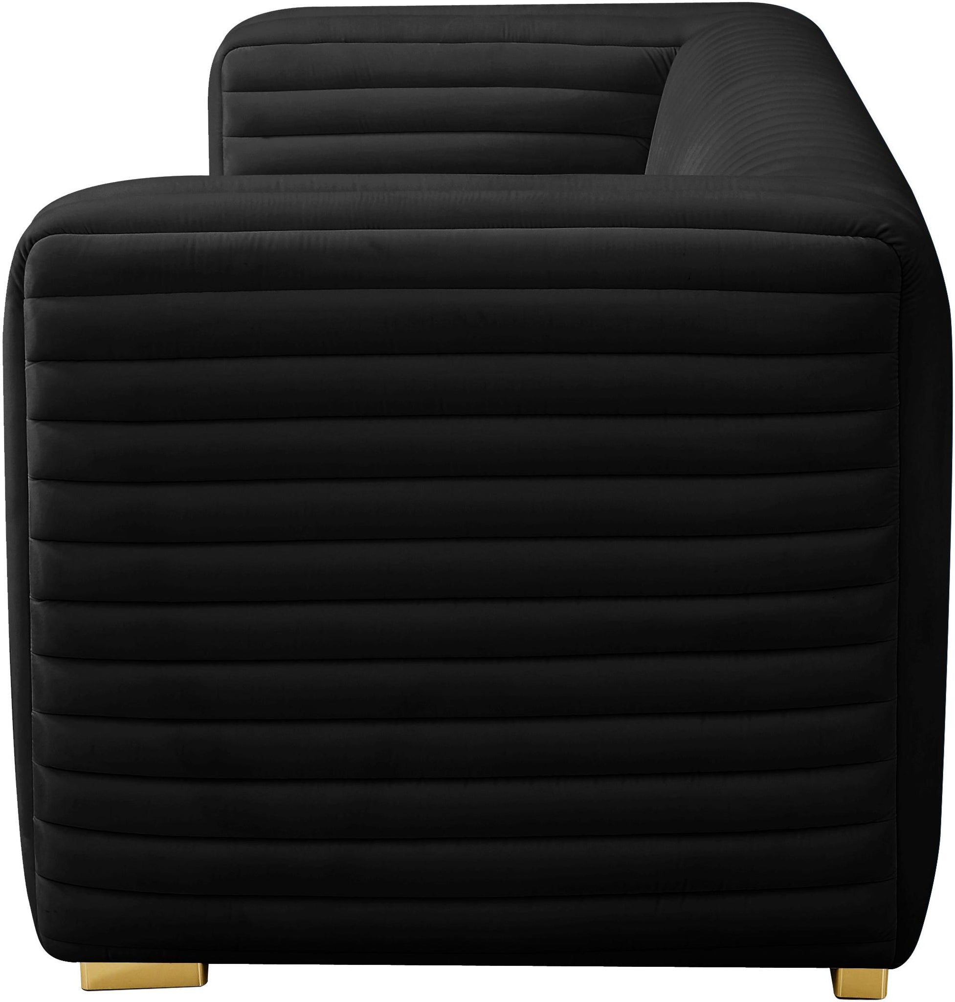 Ravish Black Velvet Loveseat - Furnish 4 Less 98 (NY)*