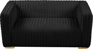 Ravish Black Velvet Loveseat - Furnish 4 Less 98 (NY)*