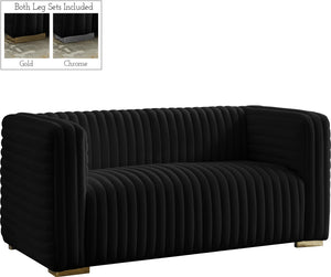 Ravish Black Velvet Loveseat image