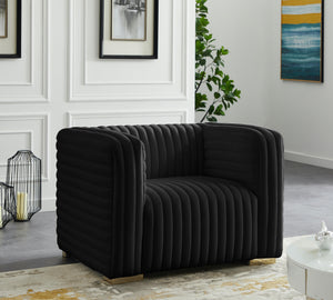 Ravish Black Velvet Chair - Furnish 4 Less 98 (NY)*