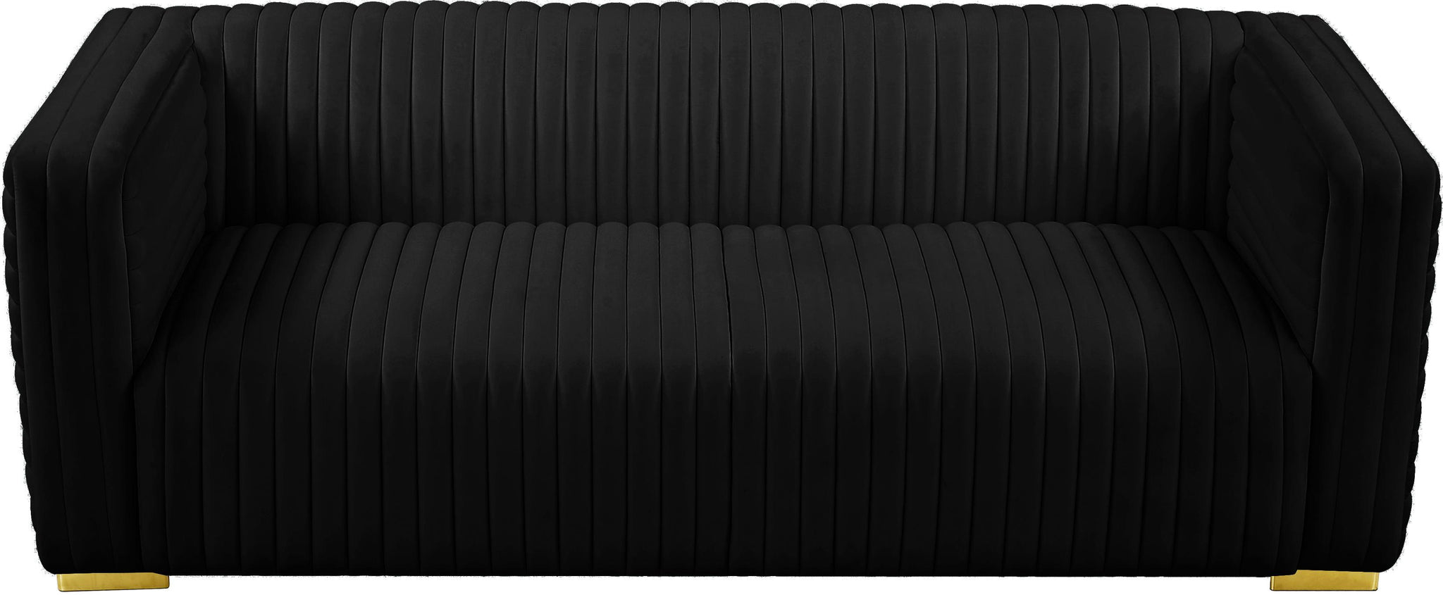 Ravish Black Velvet Sofa - Furnish 4 Less 98 (NY)*