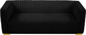 Ravish Black Velvet Sofa - Furnish 4 Less 98 (NY)*