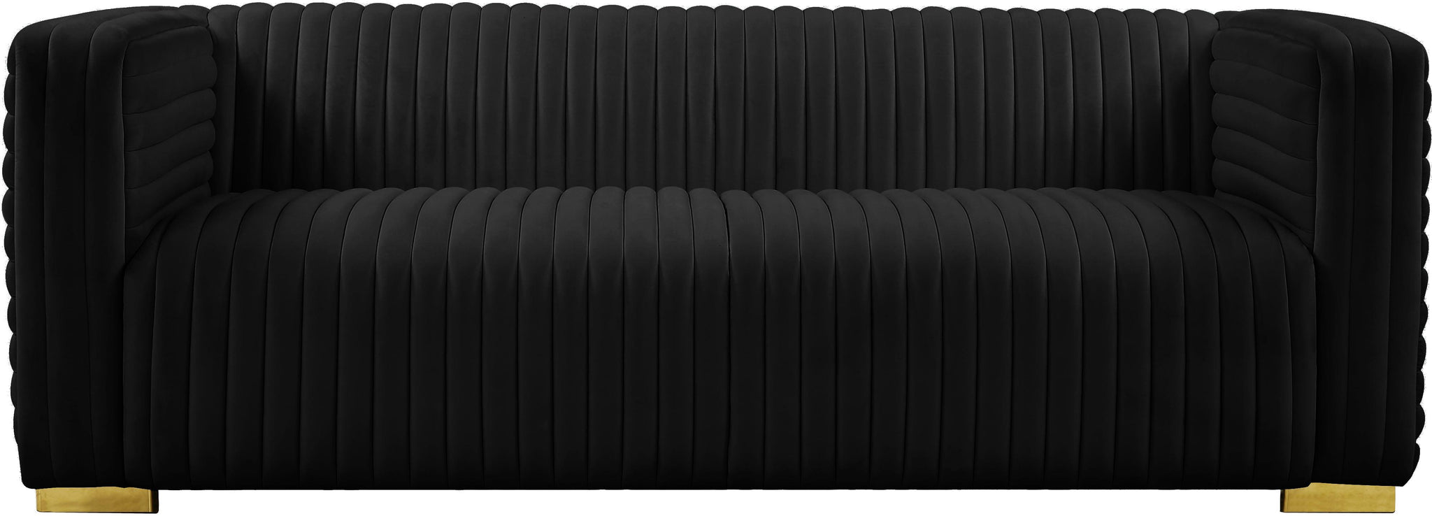 Ravish Black Velvet Sofa - Furnish 4 Less 98 (NY)*