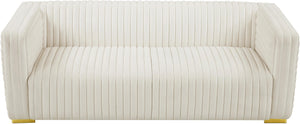 Ravish Cream Velvet Sofa - Furnish 4 Less 98 (NY)*