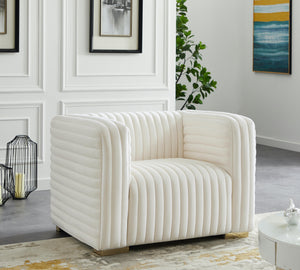 Ravish Cream Velvet Chair - Furnish 4 Less 98 (NY)*