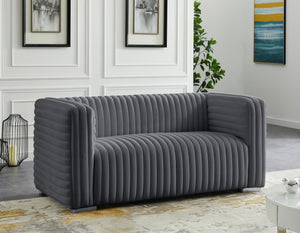 Ravish Grey Velvet Loveseat - Furnish 4 Less 98 (NY)*