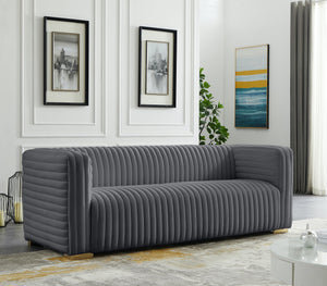 Ravish Grey Velvet Sofa - Furnish 4 Less 98 (NY)*