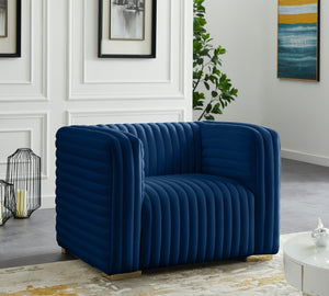 Ravish Navy Velvet Chair - Furnish 4 Less 98 (NY)*