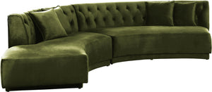 Kenzi Olive Velvet 2pc. Sectional - Furnish 4 Less 98 (NY)*