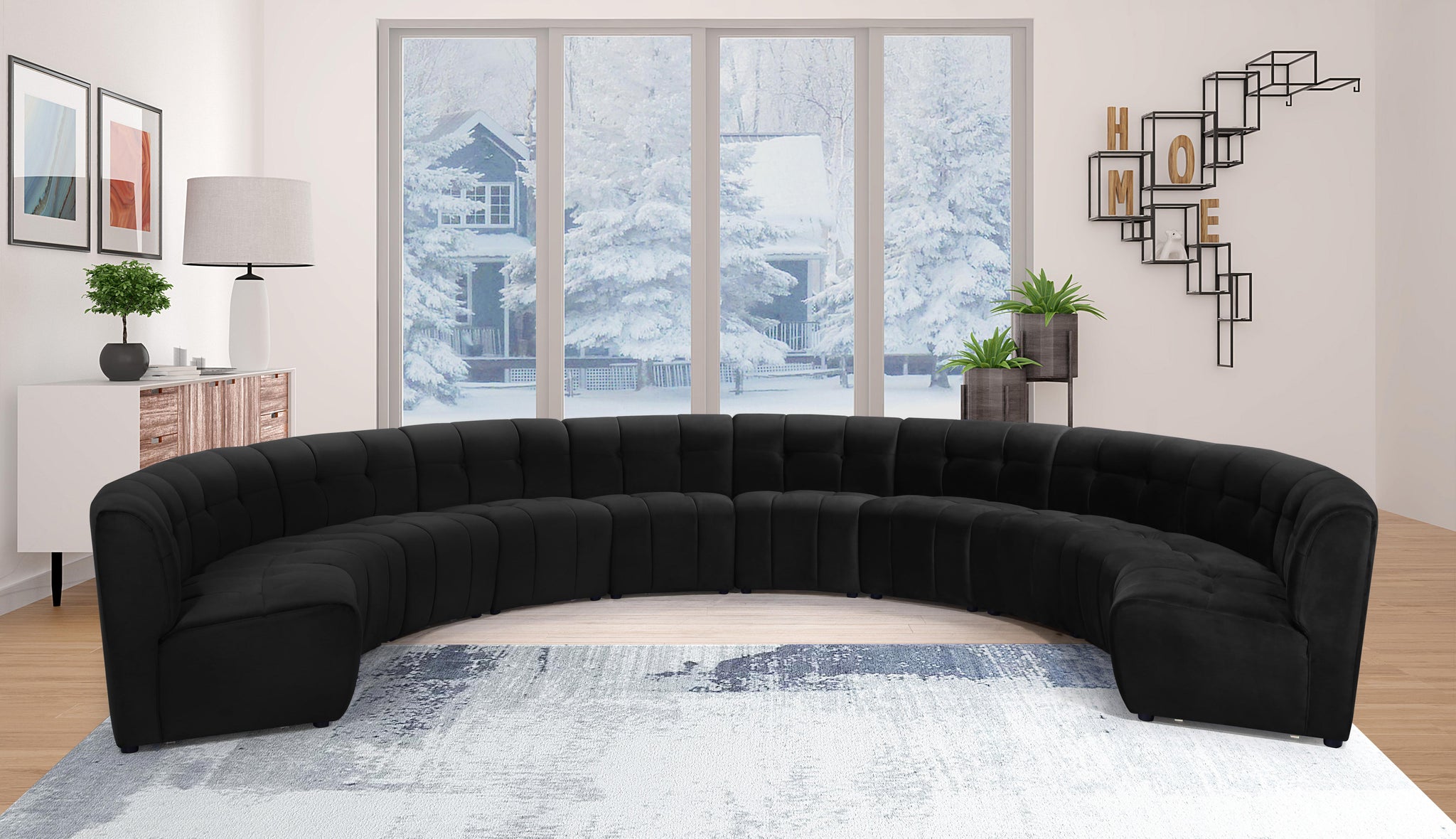 Limitless Black Velvet 10pc. Modular Sectional - Furnish 4 Less 98 (NY)*