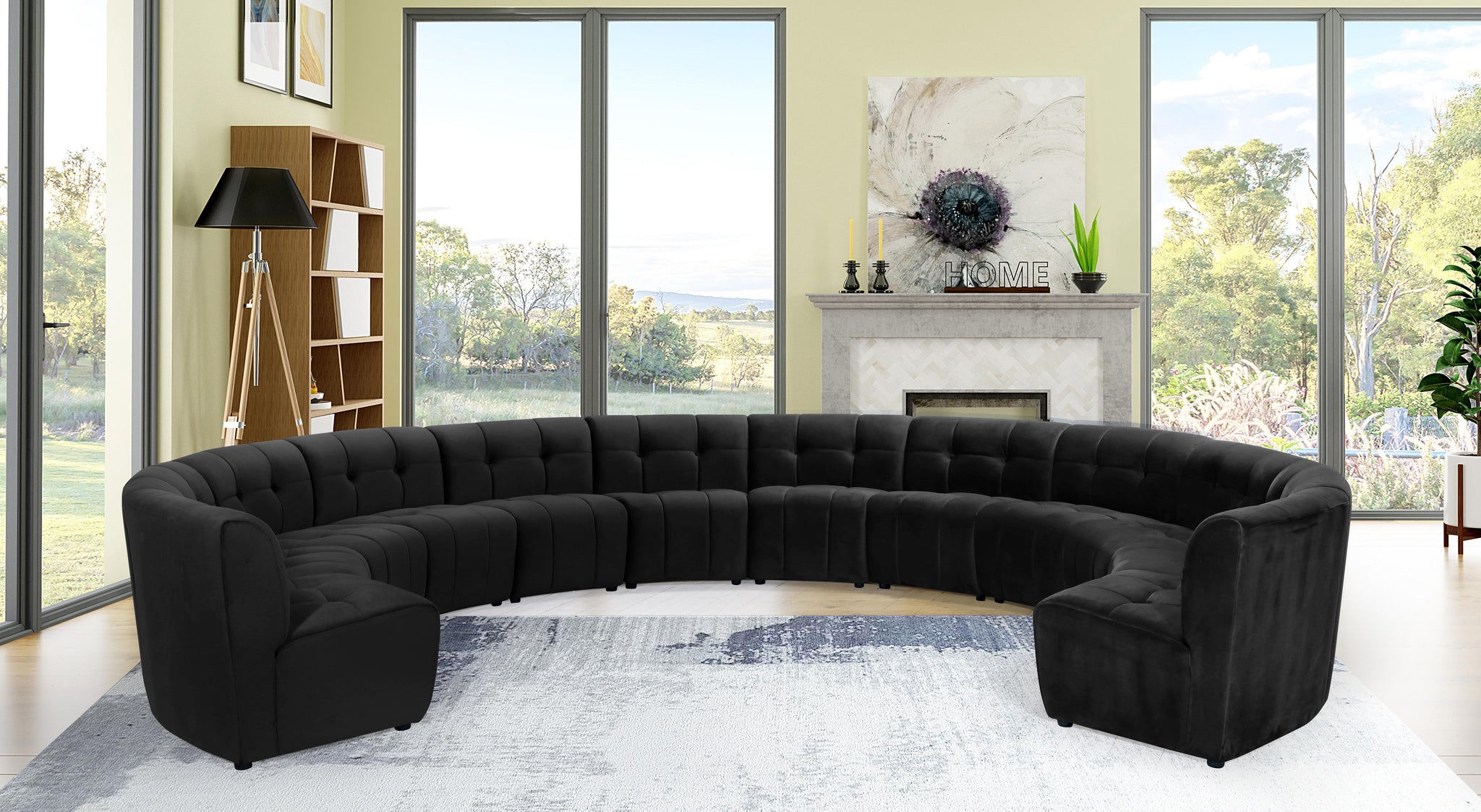 Limitless Black Velvet 12pc. Modular Sectional - Furnish 4 Less 98 (NY)*