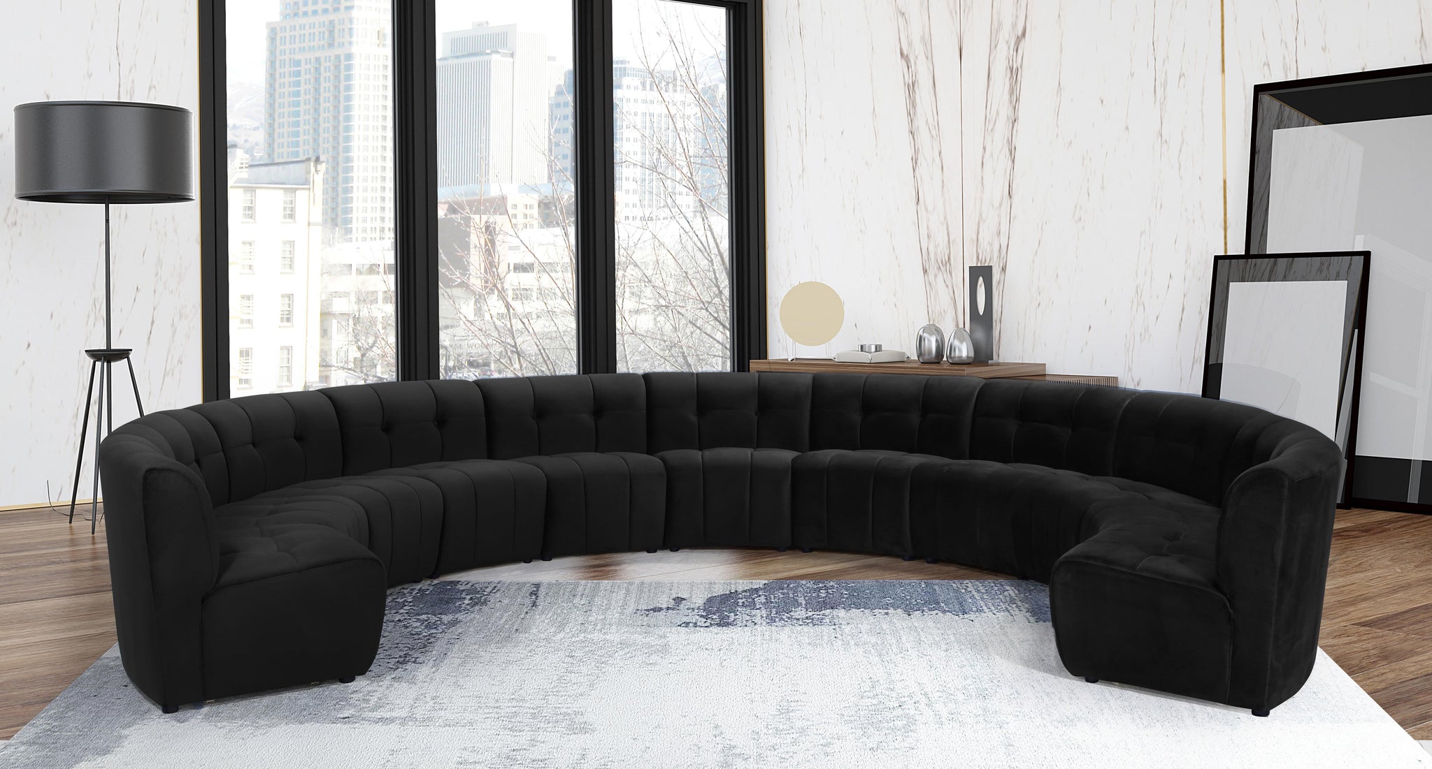 Limitless Black Velvet 11pc. Modular Sectional - Furnish 4 Less 98 (NY)*