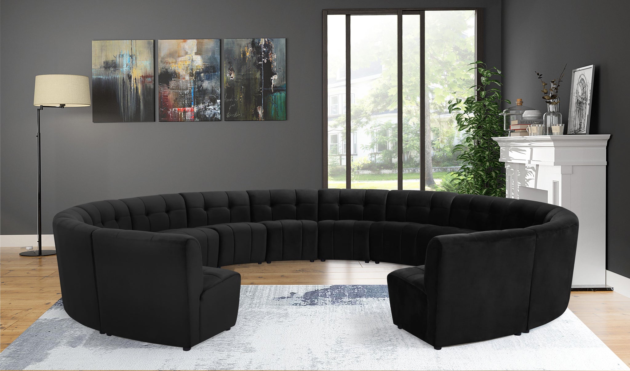 Limitless Black Velvet 14pc. Modular Sectional - Furnish 4 Less 98 (NY)*