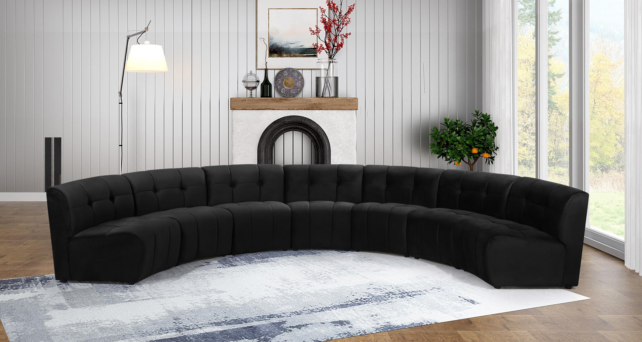 Limitless Black Velvet 7pc. Modular Sectional - Furnish 4 Less 98 (NY)*