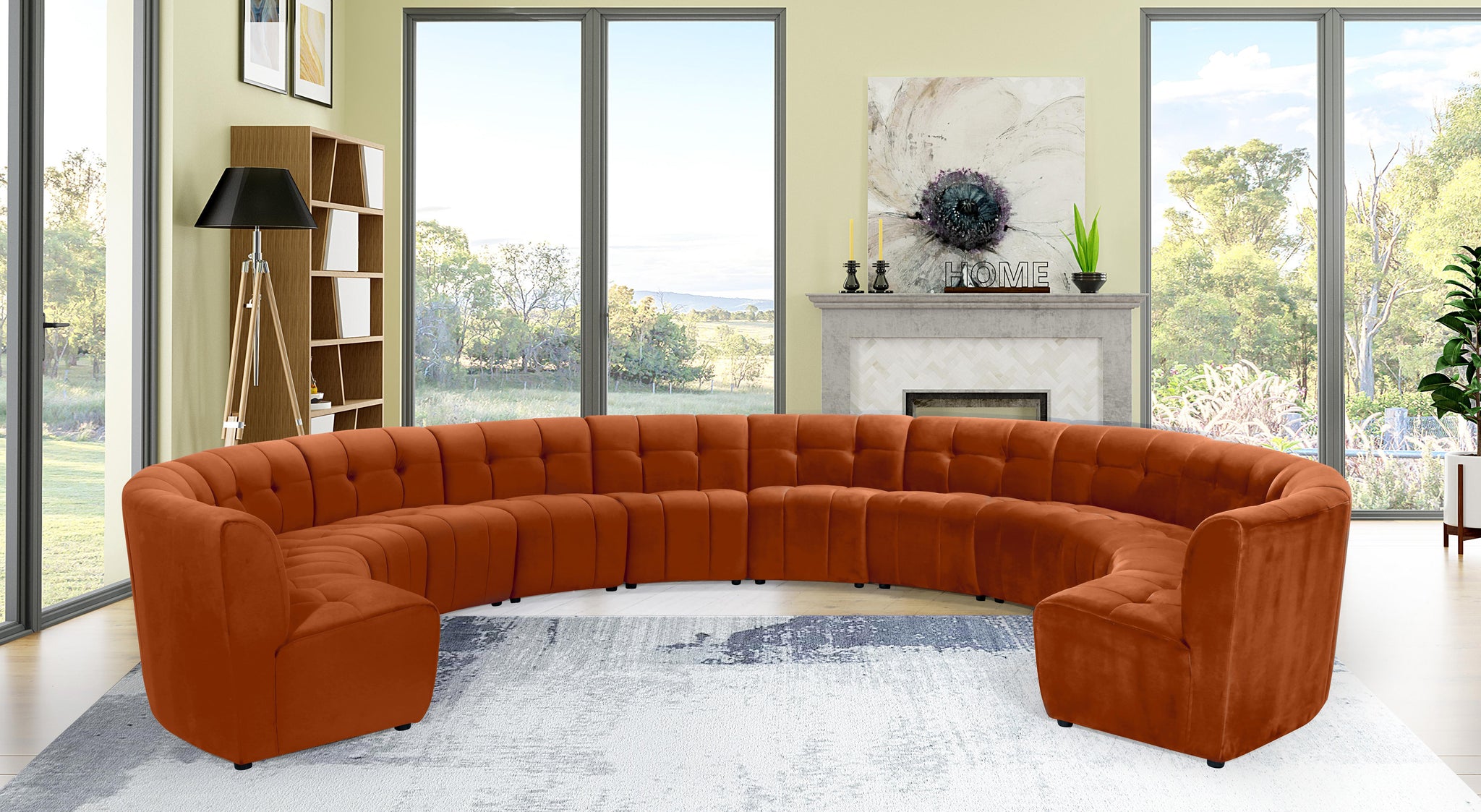 Limitless Cognac Velvet 12pc. Modular Sectional - Furnish 4 Less 98 (NY)*