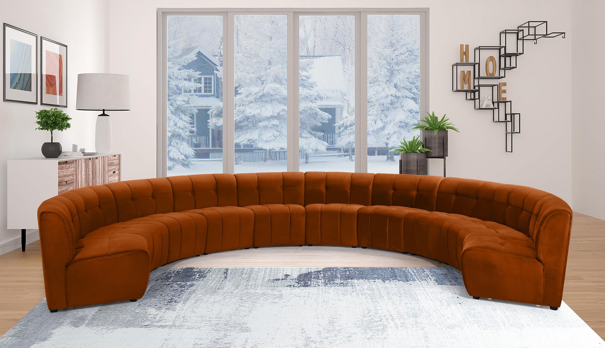 Limitless Cognac Velvet 10pc. Modular Sectional - Furnish 4 Less 98 (NY)*