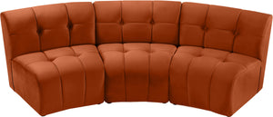 Limitless Cognac Velvet 3pc. Modular Sectional - Furnish 4 Less 98 (NY)*