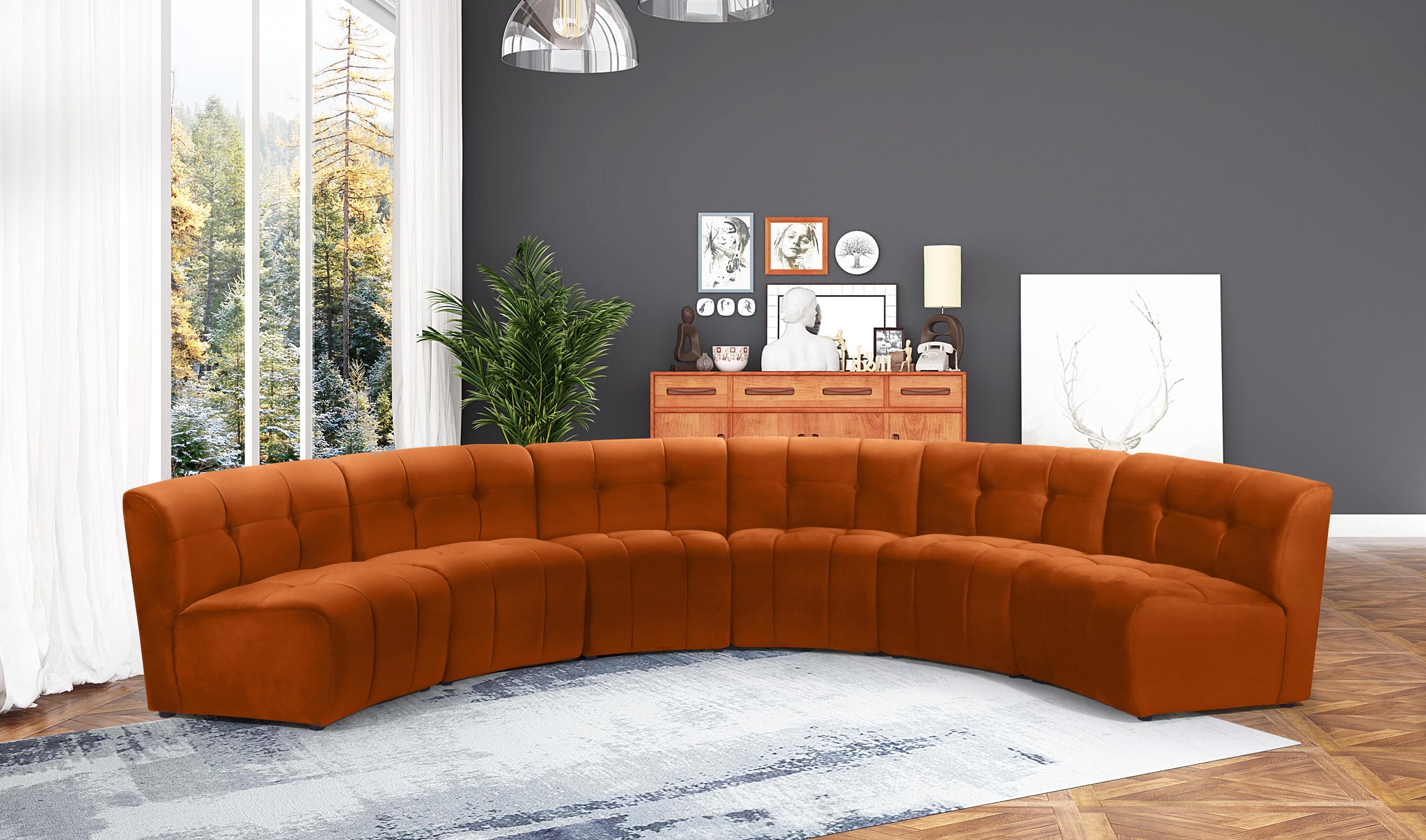 Limitless Cognac Velvet 6pc. Modular Sectional - Furnish 4 Less 98 (NY)*