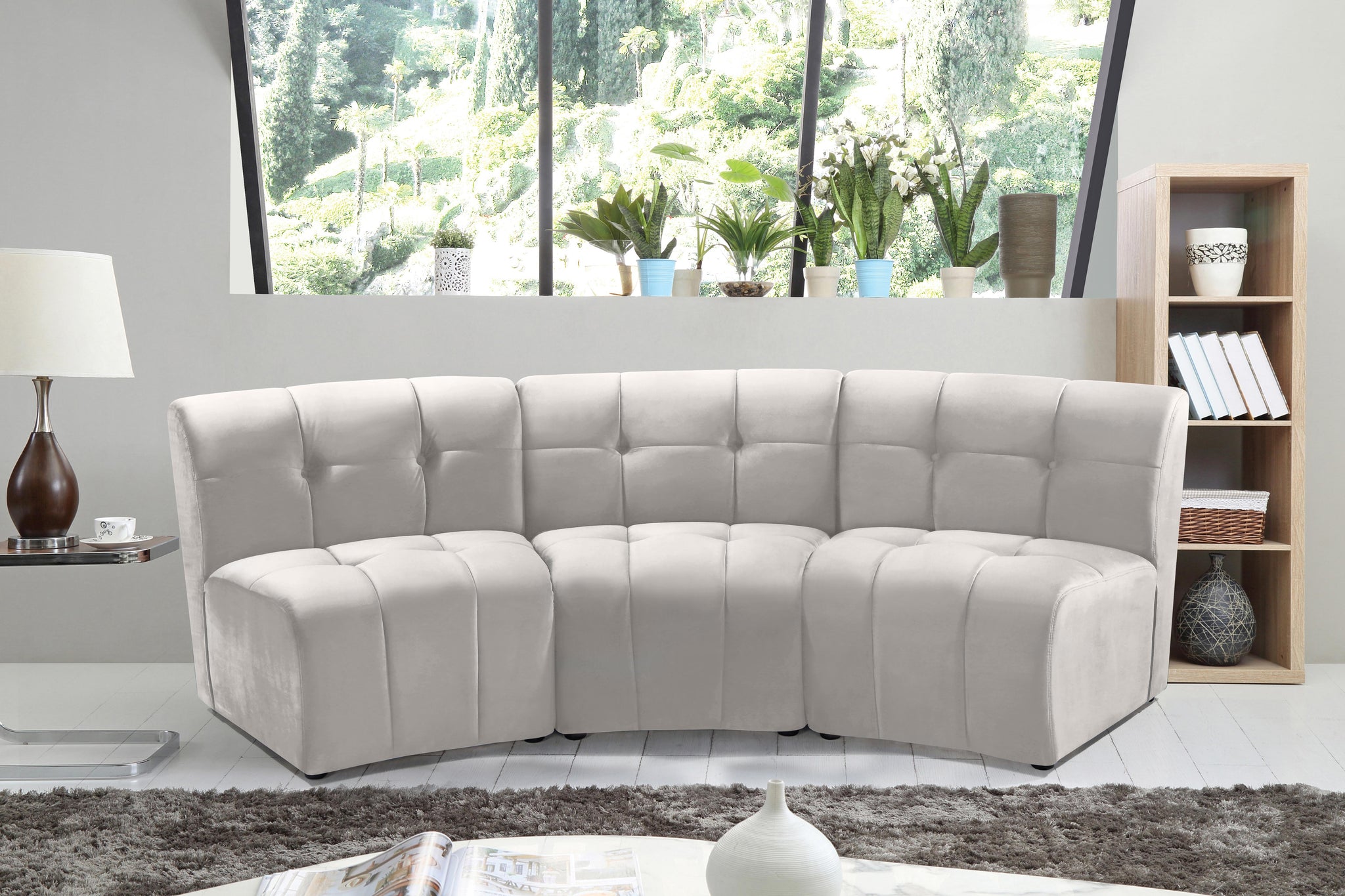 Limitless Cream Velvet 3pc. Modular Sectional - Furnish 4 Less 98 (NY)*