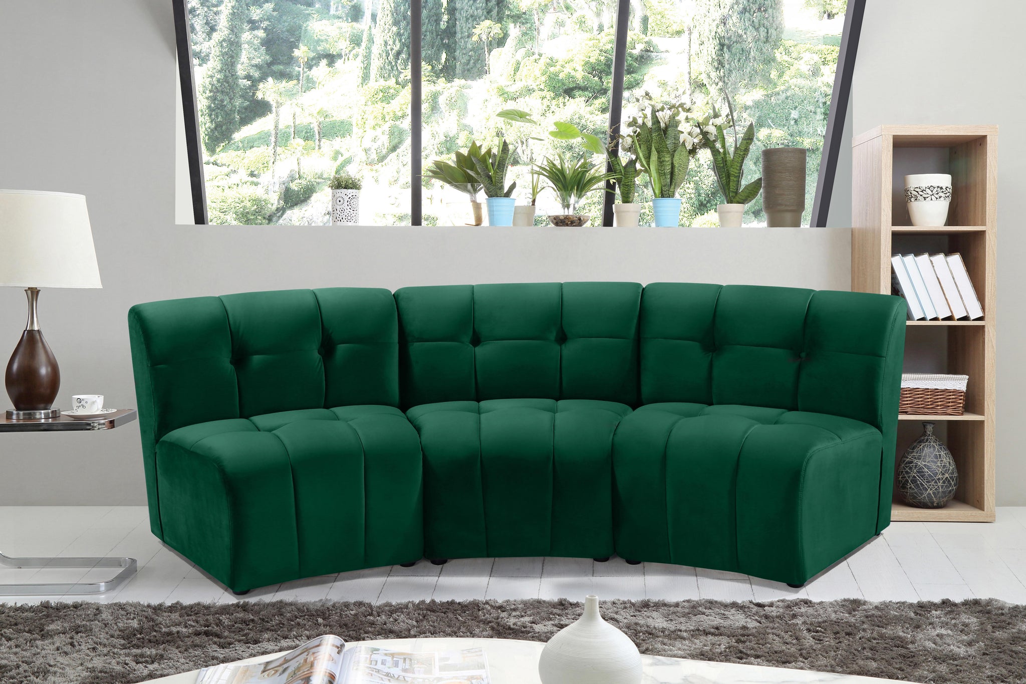 Limitless Green Velvet 3pc. Modular Sectional - Furnish 4 Less 98 (NY)*