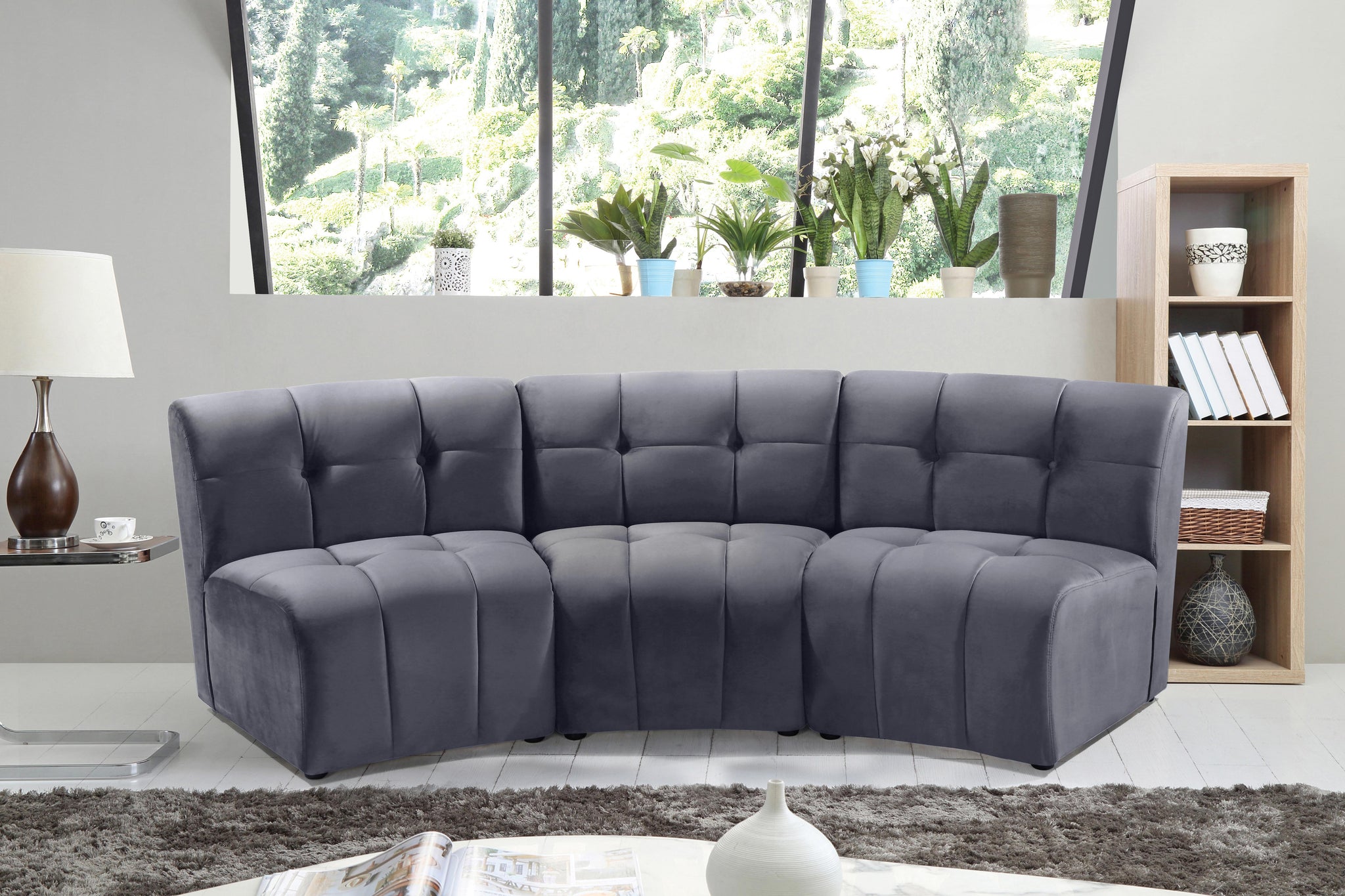 Limitless Grey Velvet 3pc. Modular Sectional - Furnish 4 Less 98 (NY)*