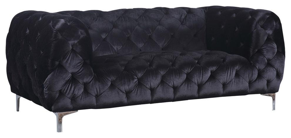 Mercer Black Velvet Loveseat image