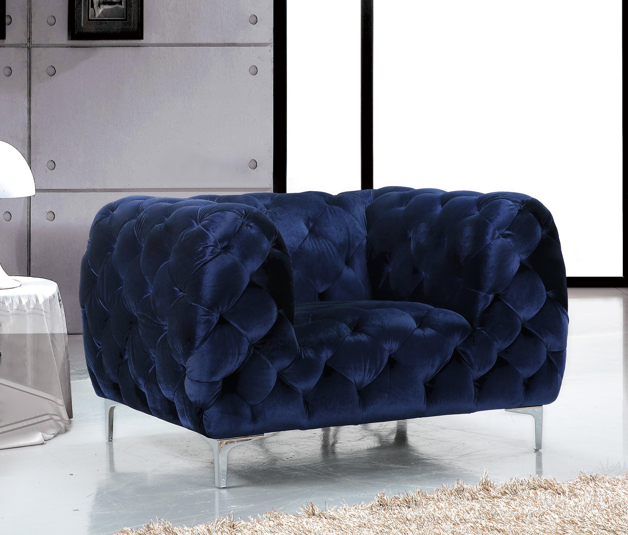 Mercer Navy Velvet Chair - Furnish 4 Less 98 (NY)*