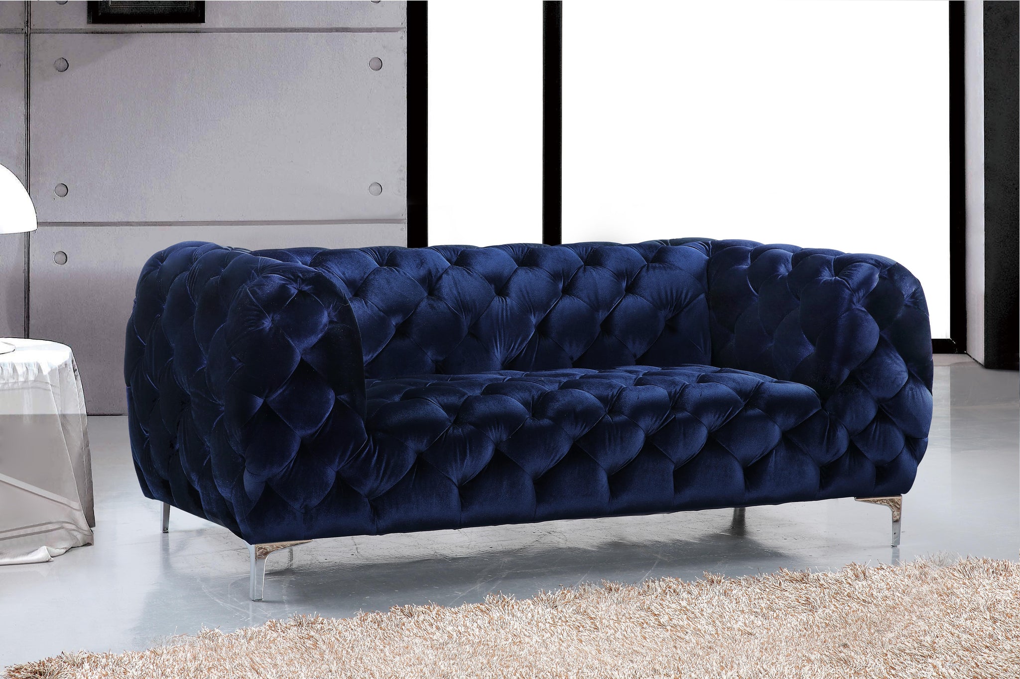 Mercer Navy Velvet Loveseat - Furnish 4 Less 98 (NY)*