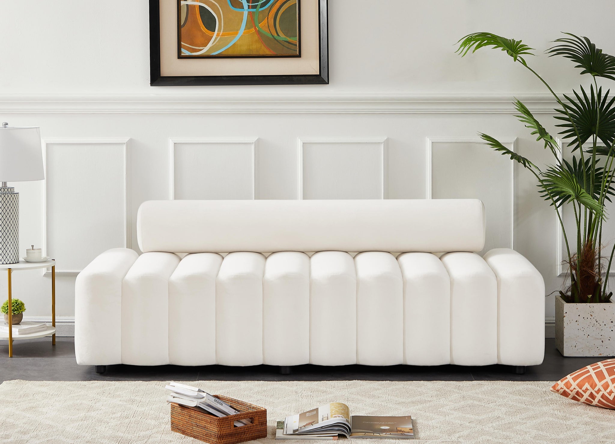 Melody Cream Velvet Sofa - Furnish 4 Less 98 (NY)*