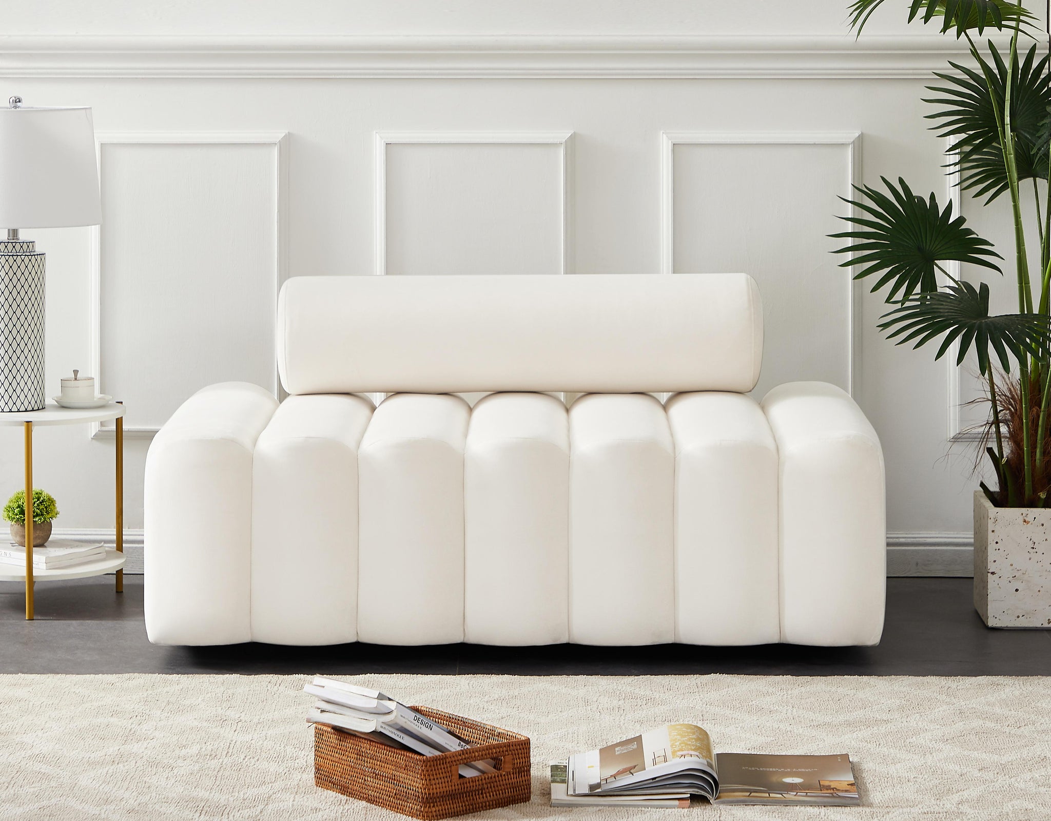 Melody Cream Velvet Loveseat - Furnish 4 Less 98 (NY)*