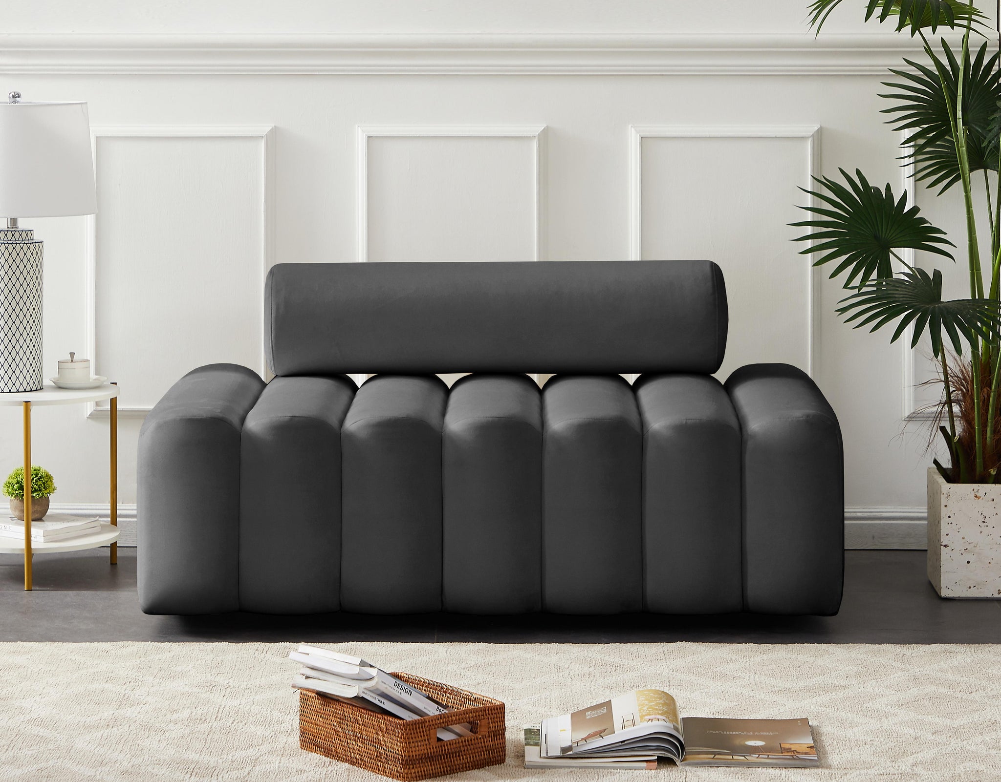 Melody Grey Velvet Loveseat - Furnish 4 Less 98 (NY)*