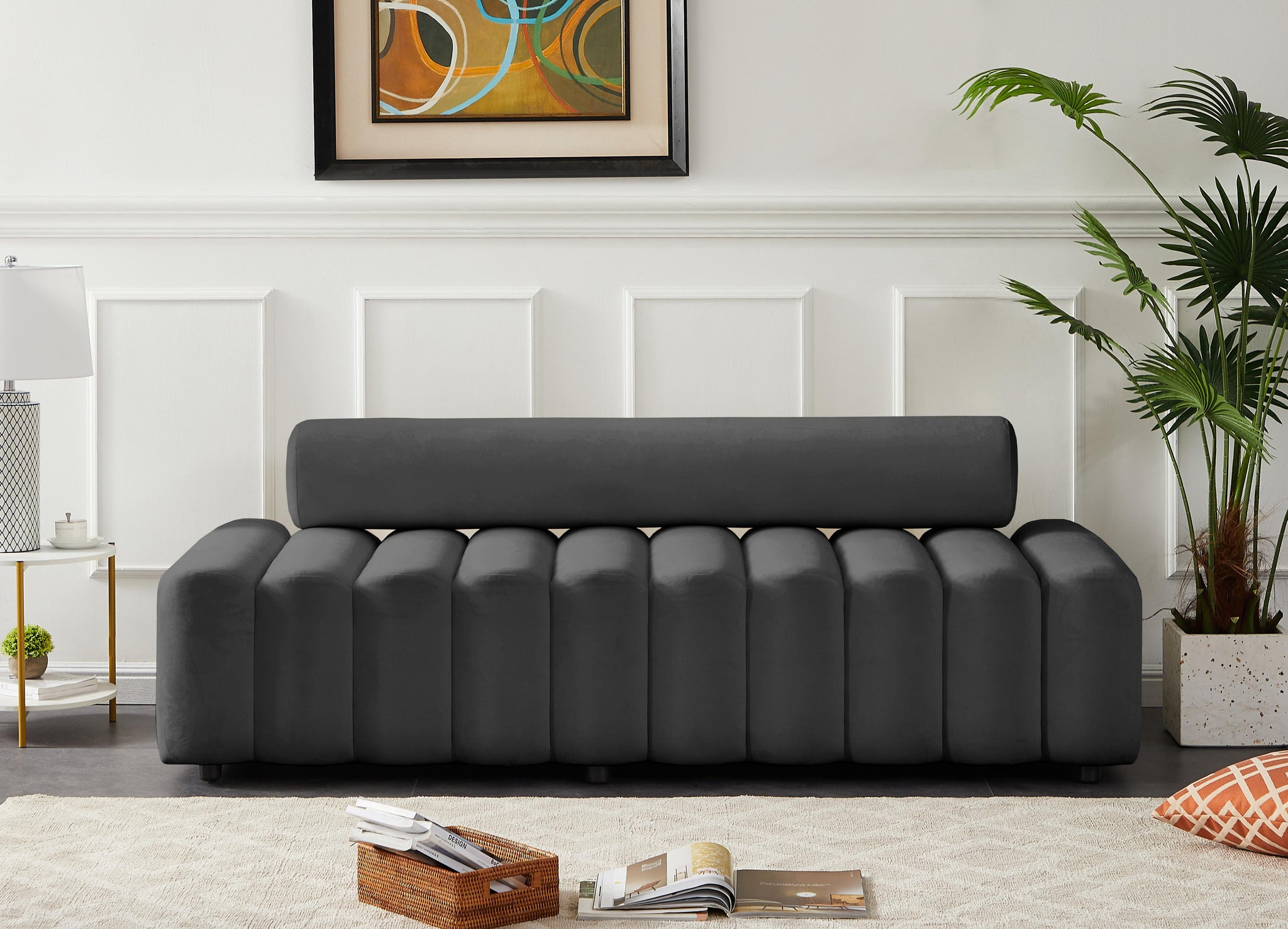 Melody Grey Velvet Sofa - Furnish 4 Less 98 (NY)*